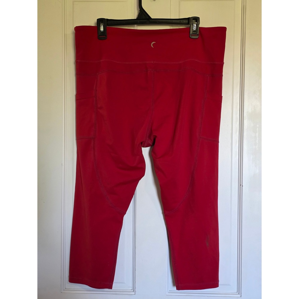Zyia Active Womens Red High Waisted Cropped Light n Tights Pockets Size 20